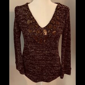BCBGMaxazria designer sweater w/gold brass detailing, size S